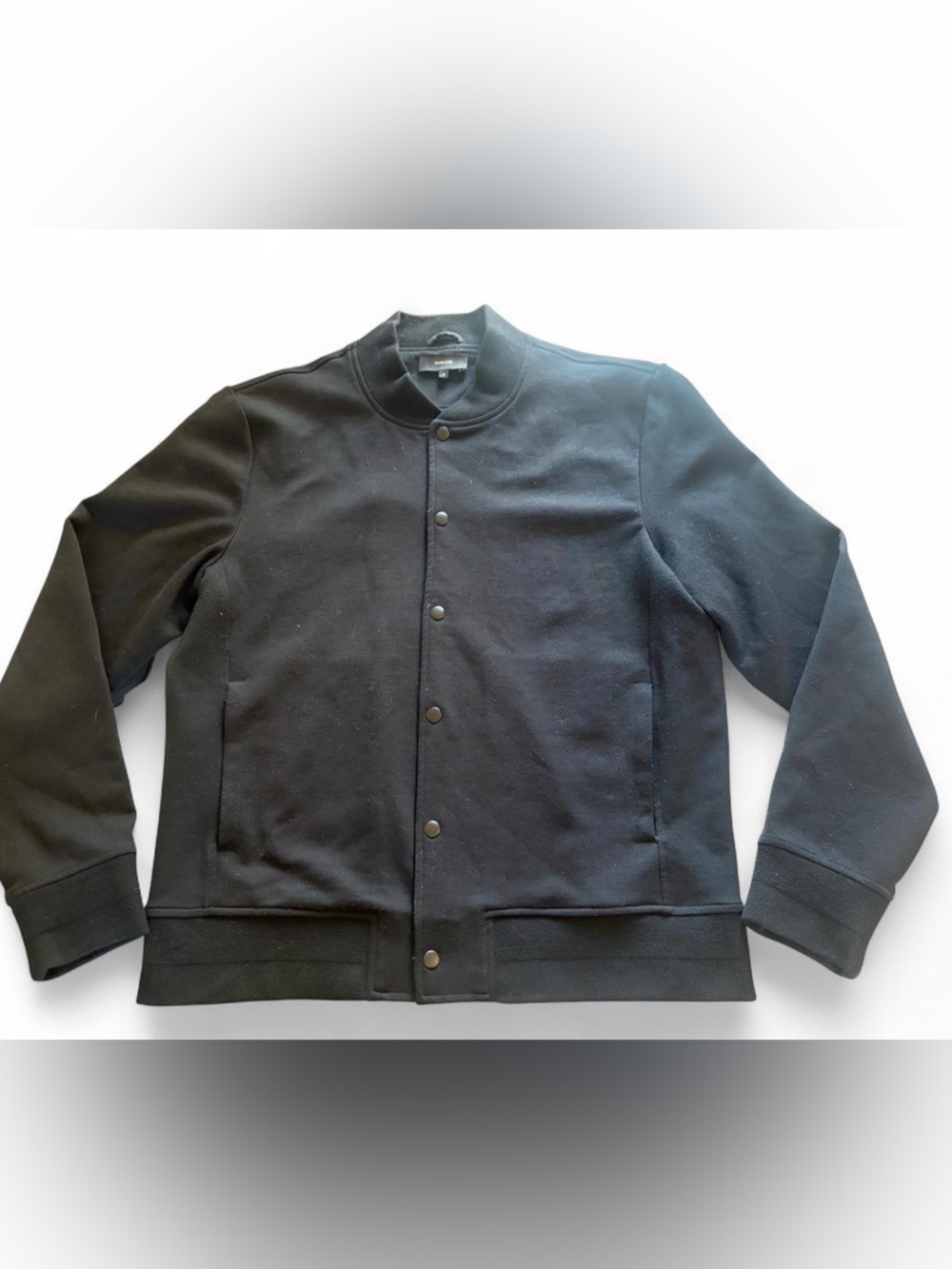 Vince Classic Black Snap-Front Bomber Jacket